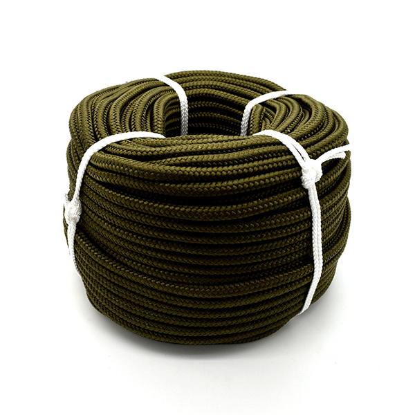 10mm Diameter Polypropylene Rope in Military Khaki Army Green for Survival and Camping Activities.