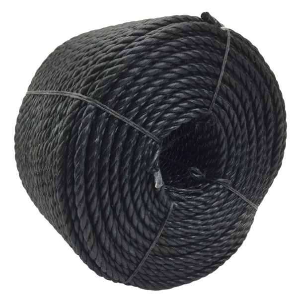 3 Strand Black 10mm Thick Polypropylene Rope Lightweight Nylon Coil