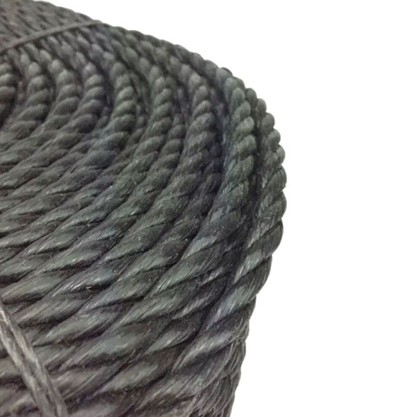 3 Strand Black 10mm Thick Polypropylene Rope Lightweight Nylon Coil