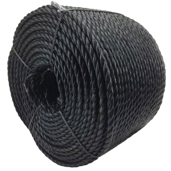 3 Strand Black 10mm Thick Polypropylene Rope Lightweight Nylon Coil