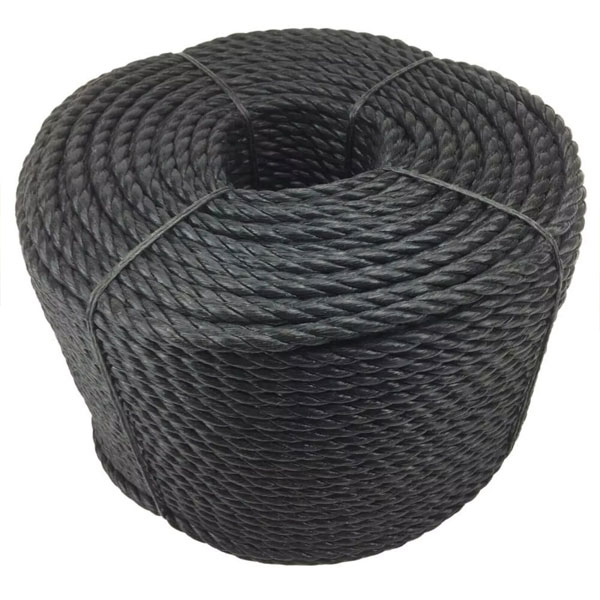 3 Strand Black 10mm Thick Polypropylene Rope Lightweight Nylon Coil