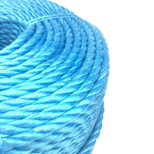 10mm Thick Polypropylene 3 Strand Shrink Proof Blue Twisted Rope Coil