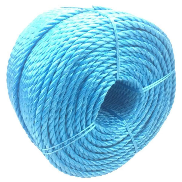 10mm Thick Polypropylene 3 Strand Shrink Proof Blue Twisted Rope Coil