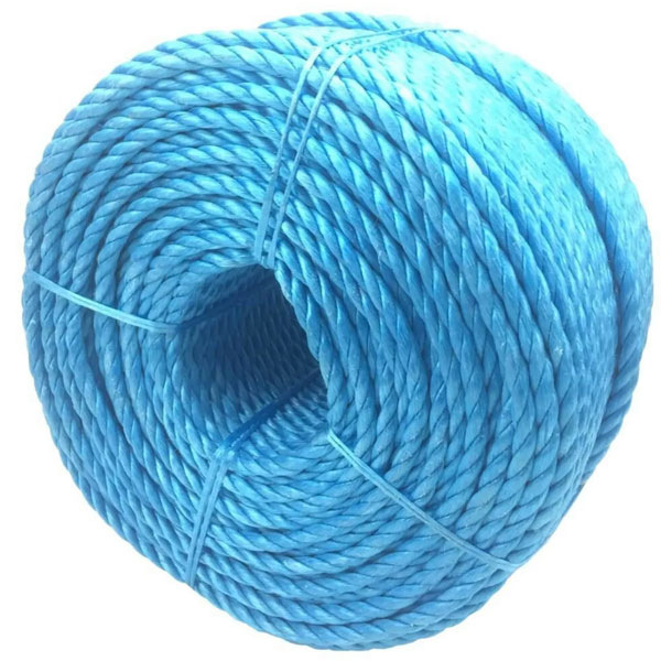 10mm Thick Polypropylene 3 Strand Shrink Proof Blue Twisted Rope Coil