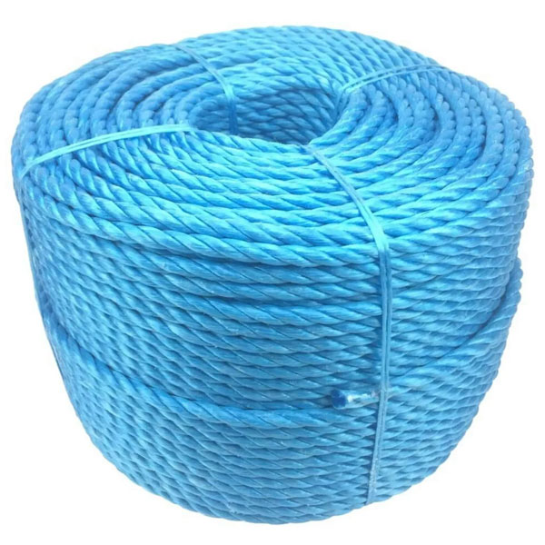 10mm Thick Polypropylene 3 Strand Shrink Proof Blue Twisted Rope Coil