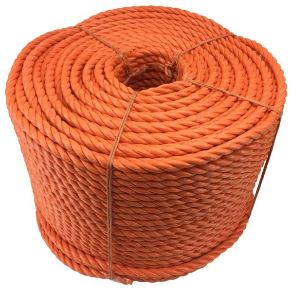 3 Strand Orange 10mm Thick Polypropylene Rope Lightweight Nylon Coil