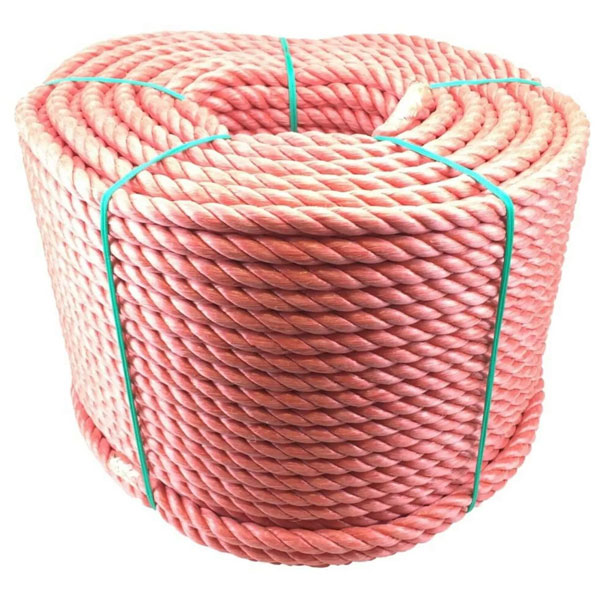 10mm Thick Polypropylene 3 Strand Shrink Proof Red Twisted Rope Coil