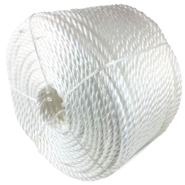 10mm Thick Polypropylene 3 Strand Shrink Proof White Twisted Rope Coil