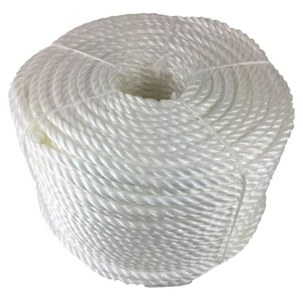 10mm Thick Polypropylene 3 Strand Shrink Proof White Twisted Rope Coil