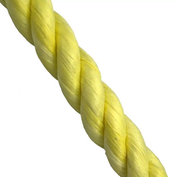 10mm Thick Polypropylene 3 Strand Shrink Proof Yellow Twisted Rope Coil 