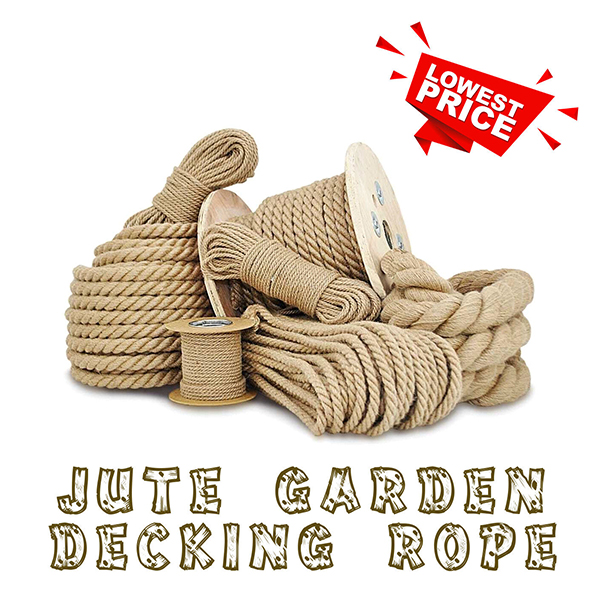 10mm Thick Natural Jute Rope Twisted Hessian Braided Decking Garden Boating Sash