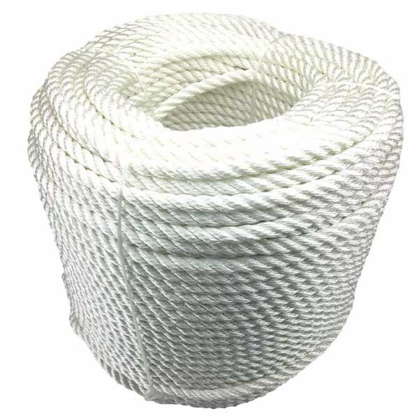 3 Strand White Nylon Rope Mooring & Anchoring - 10mm Thick