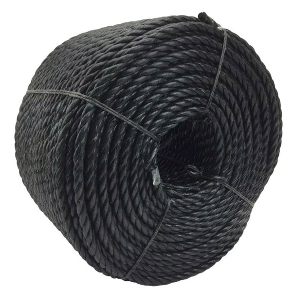 16mm Thick Black Polypropylene Coil 3 Strand Nylon Lightweight Rope