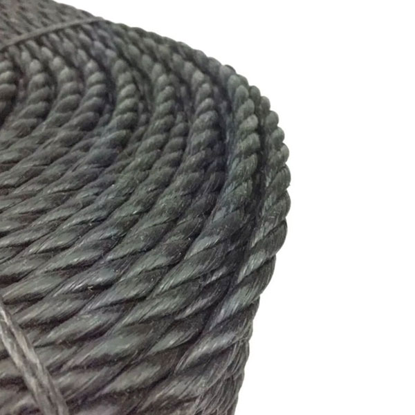 16mm Thick Black Polypropylene Coil 3 Strand Nylon Lightweight Rope