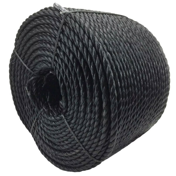 16mm Thick Black Polypropylene Coil 3 Strand Nylon Lightweight Rope