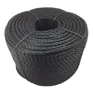 16mm Thick Black Polypropylene Coil 3 Strand Nylon Lightweight Rope