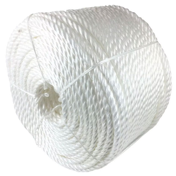 16mm Thick White Polypropylene Coil 3 Strand Nylon Lightweight Rope