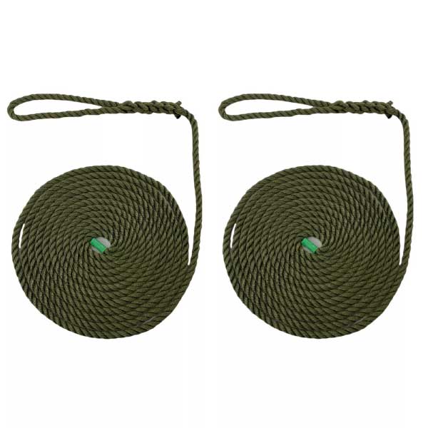 2 Pcs High Strength Softline Warps Boat Lines Olive Green Mooring Ropes