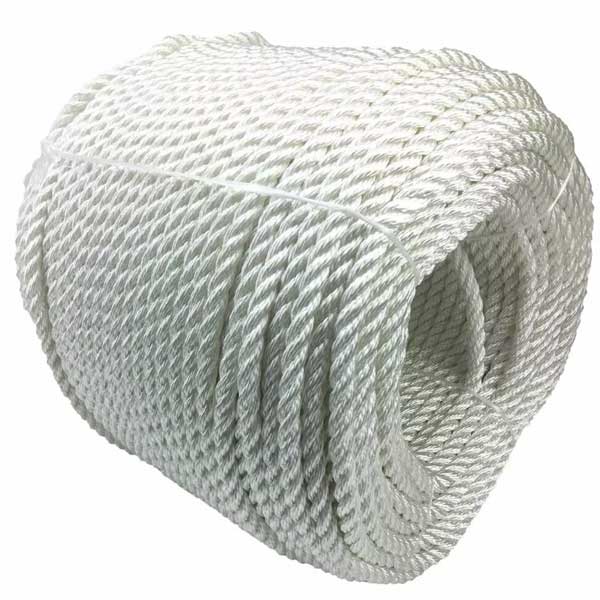 3 Strand White Nylon Rope Mooring & Anchoring - 24mm Thick  