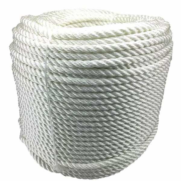 3 Strand White Nylon Rope Mooring & Anchoring - 24mm Thick  