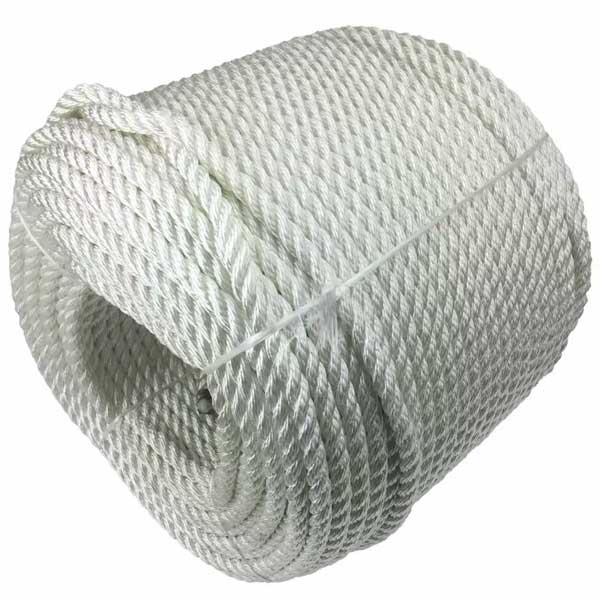 3 Strand White Nylon Rope Mooring & Anchoring - 24mm Thick  