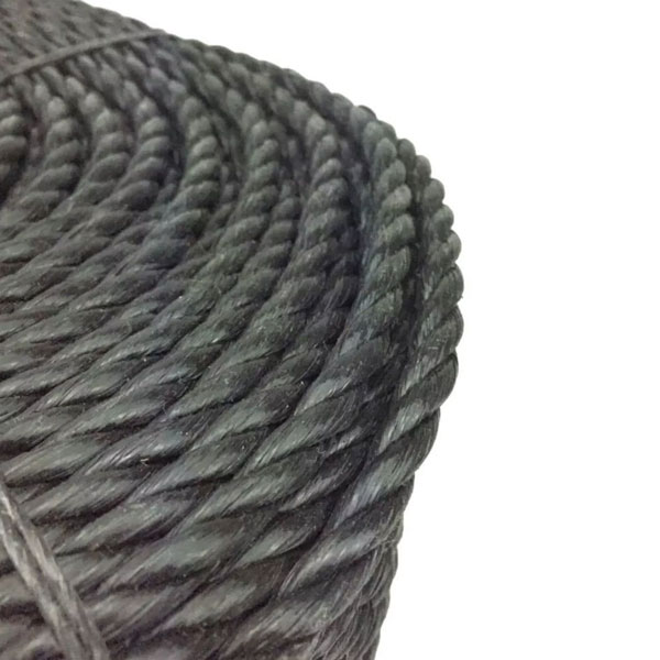 Polypropylene 8mm Thick Black Coil 3 Strand Nylon Lightweight Rope