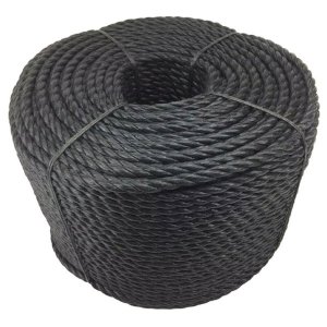 Polypropylene 8mm Thick Black Coil 3 Strand Nylon Lightweight Rope