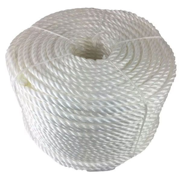 3 Strand White 8mm Thick Polypropylene Rope Lightweight Nylon Coil 