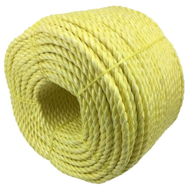 8mm Polypropylene 3 Strand Nylon Rope Durable Lightweight Yellow Coil 