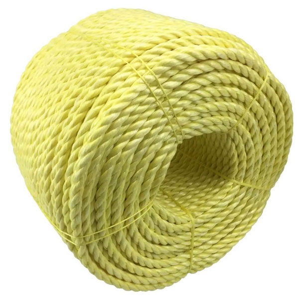 8mm Polypropylene 3 Strand Nylon Rope Durable Lightweight Yellow Coil 