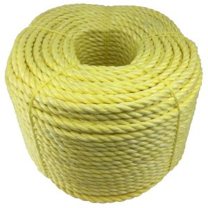 8mm Polypropylene 3 Strand Nylon Rope Durable Lightweight Yellow Coil 