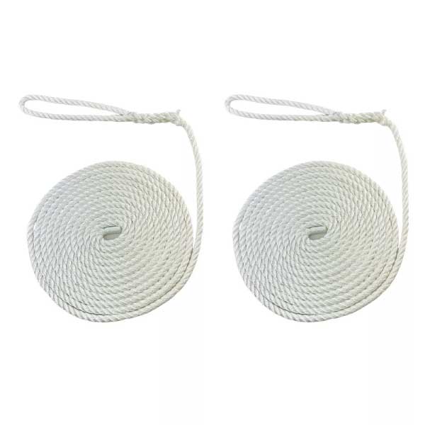 High Strength Softline Warps Boat Lines White Mooring Ropes - Pack of 2