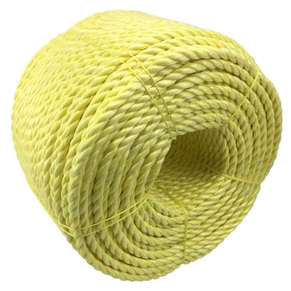 Polypropylene 12mm Thick Yellow Rope 3 Strand Lightweight Coil 