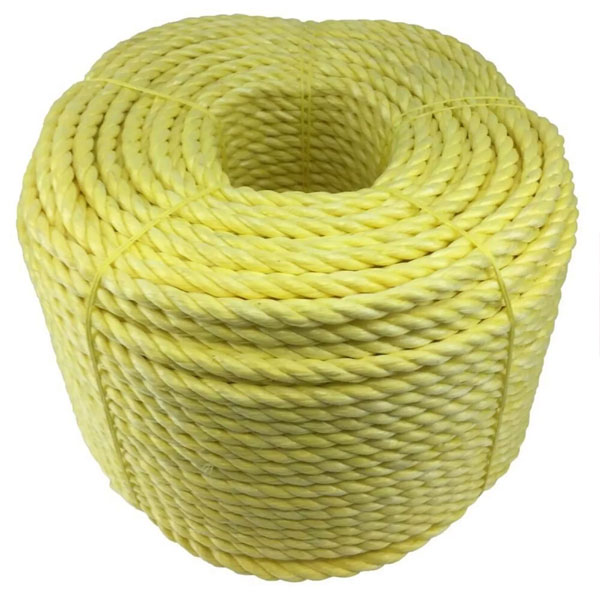 Polypropylene 12mm Thick Yellow Rope 3 Strand Lightweight Coil 