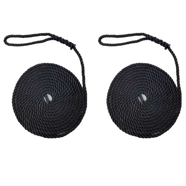 Softline Warps High Strength Boat Lines 2 Pieces Black Mooring Ropes 